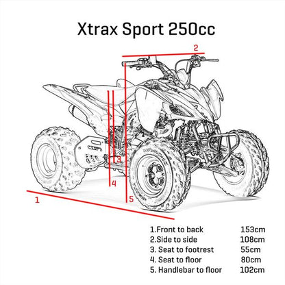 FunBikes Xtrax Sport 250cc Black/Red Young Adult Petrol Quad Bike