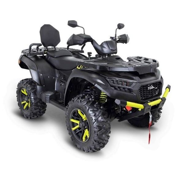 Cuatrimoto utilitaria TGB Blade 600LTX de 561 cc, 4x4, color negro y amarillo, homologada para circular por carretera