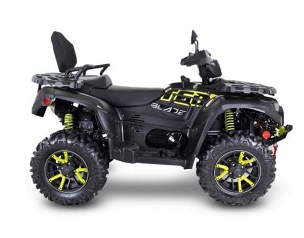 Cuatrimoto utilitaria TGB Blade 600LTX de 561 cc, 4x4, color negro y amarillo, homologada para circular por carretera